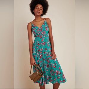 Yum I Kim Dandelion Emerald Vienna Dress (Size 4) 100% Silk